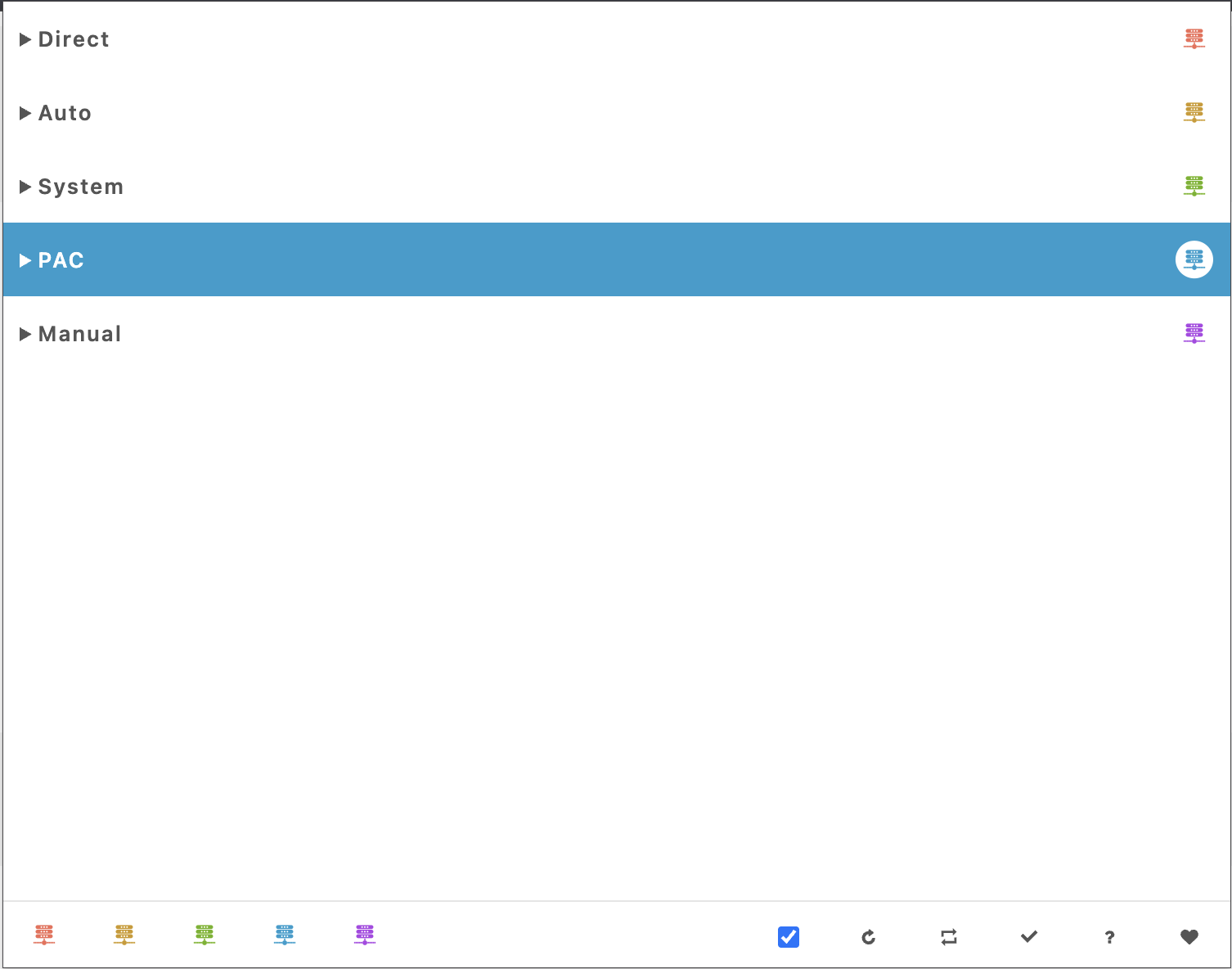 Proxy Switcher Extension Screen
