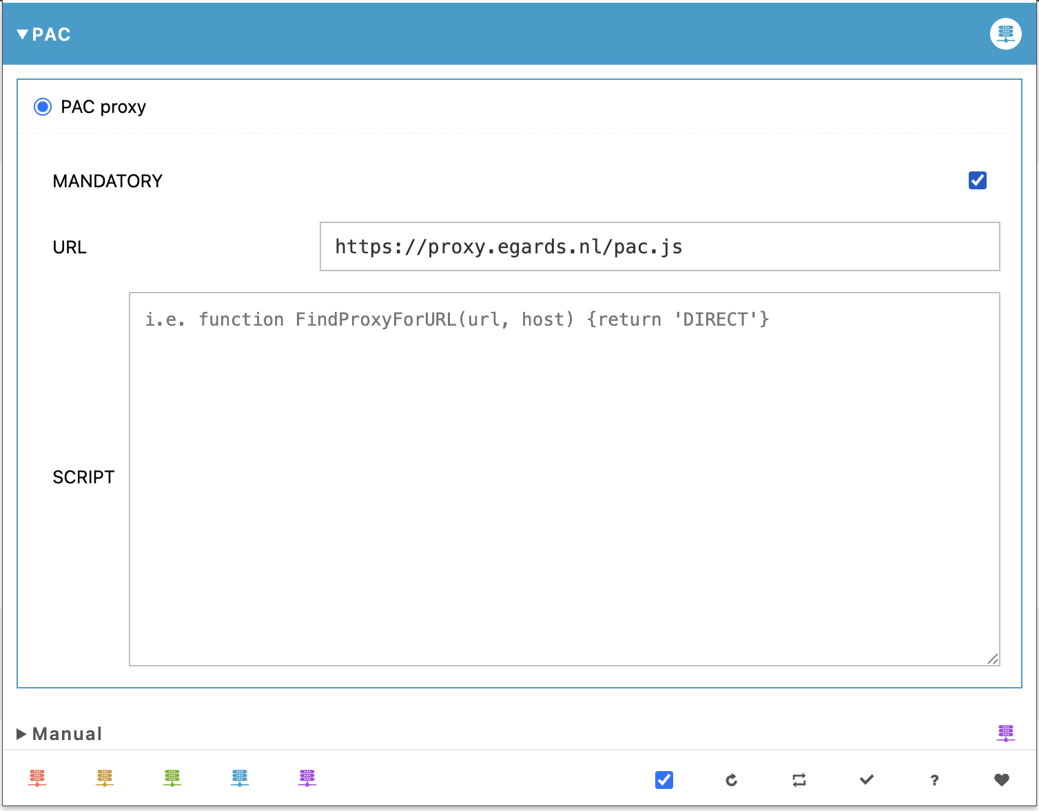 Select PAC in Proxy Switcher Extension